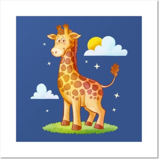 Hand Drawn Cartoon Giraffe Posters and Art